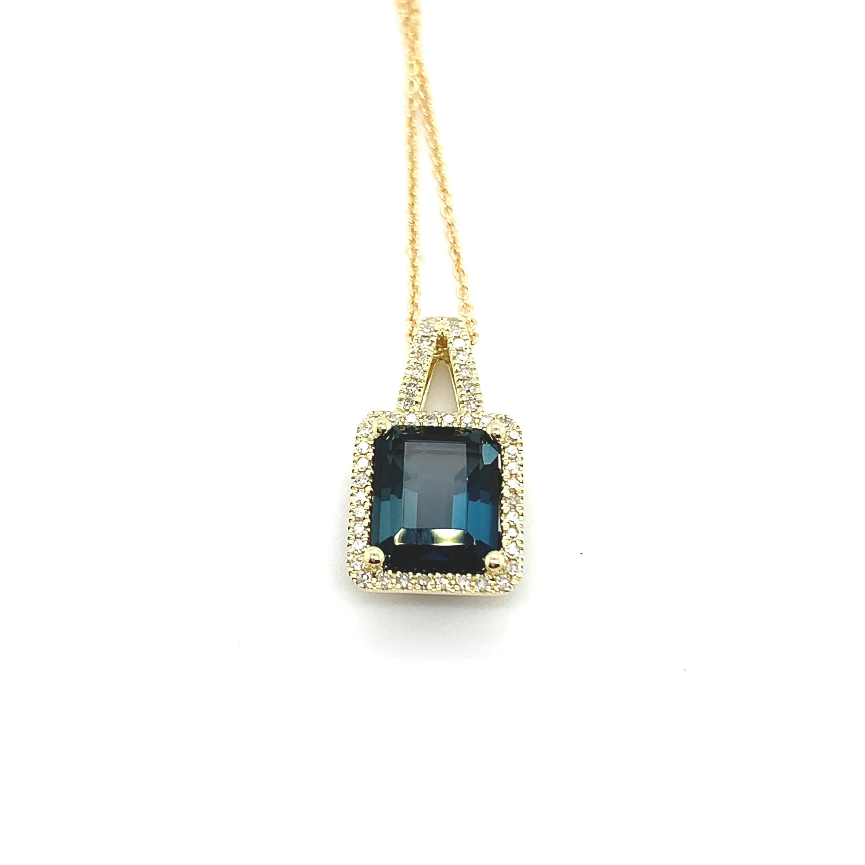 London Blue Topaz and Diamond Pendant