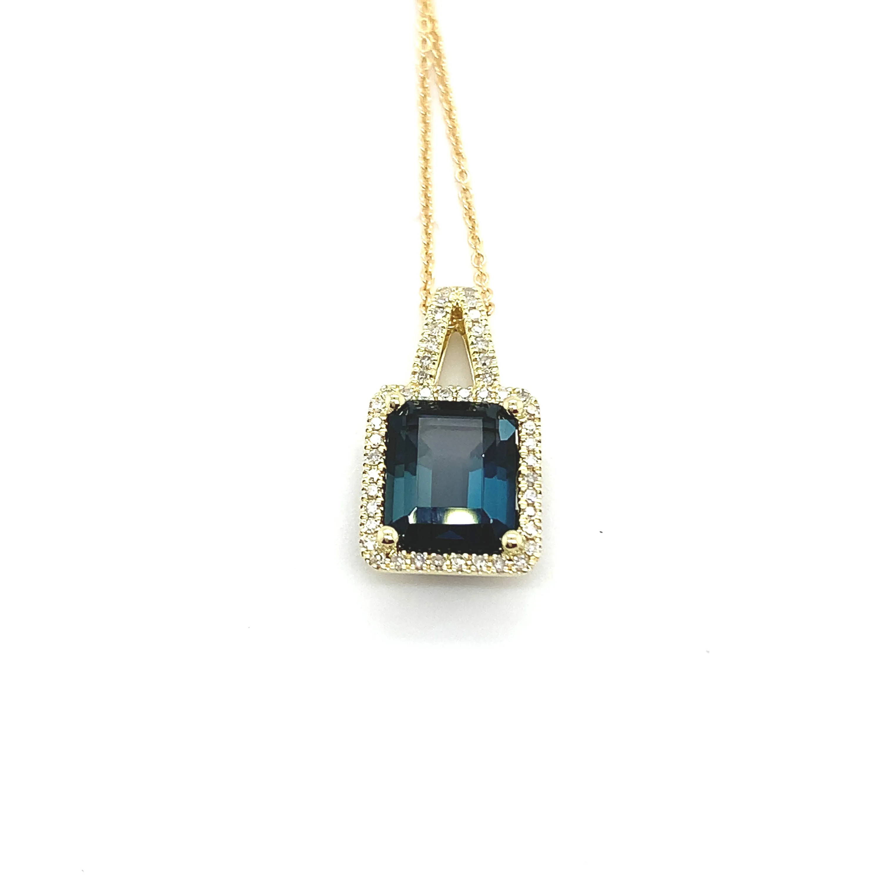 London Blue Topaz and Diamond Pendant