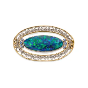 Louis Comfort Tiffany for Tiffany & Co. Black Opal Brooch