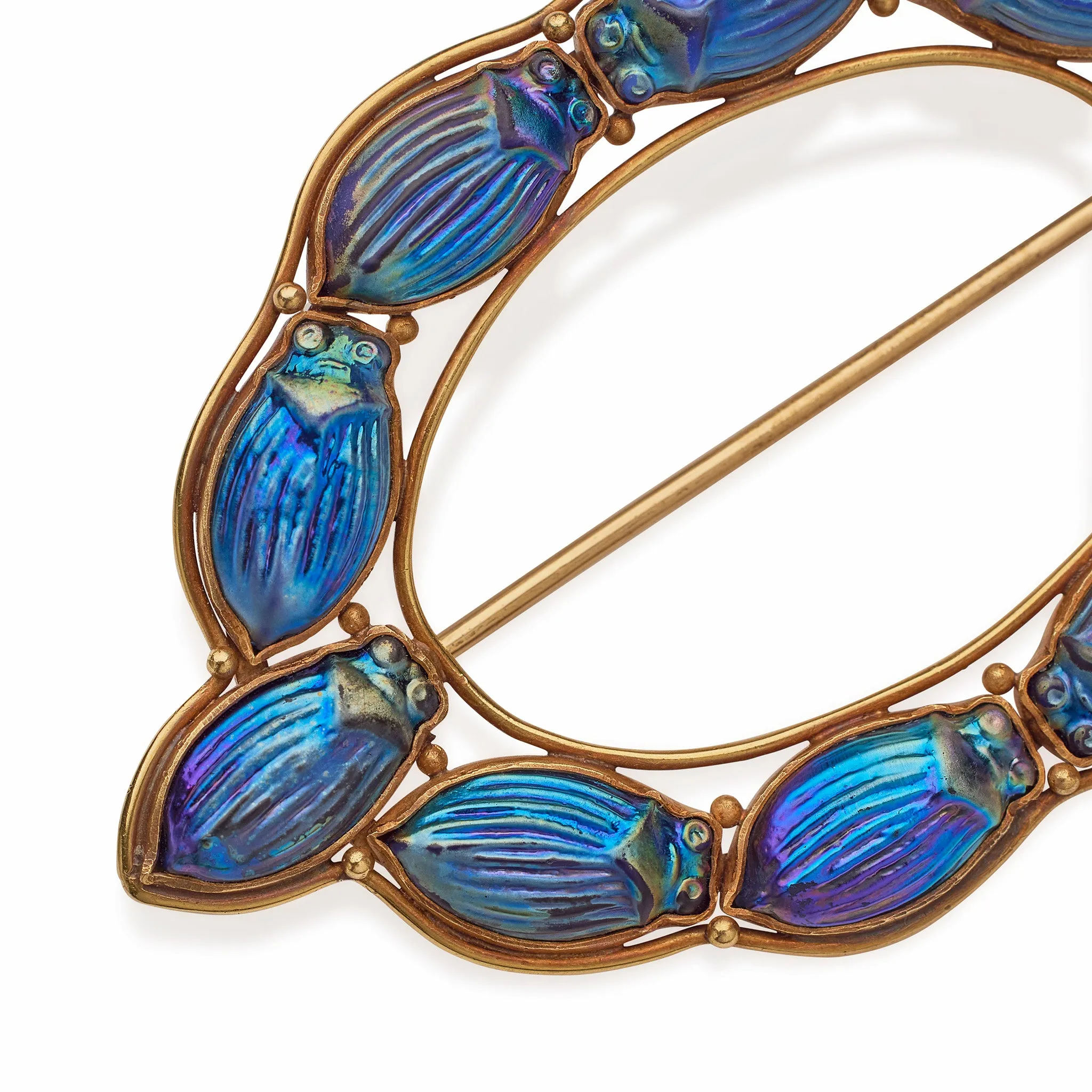 Louis Comfort Tiffany for Tiffany & Co. Favrile Glass Scarab Brooch