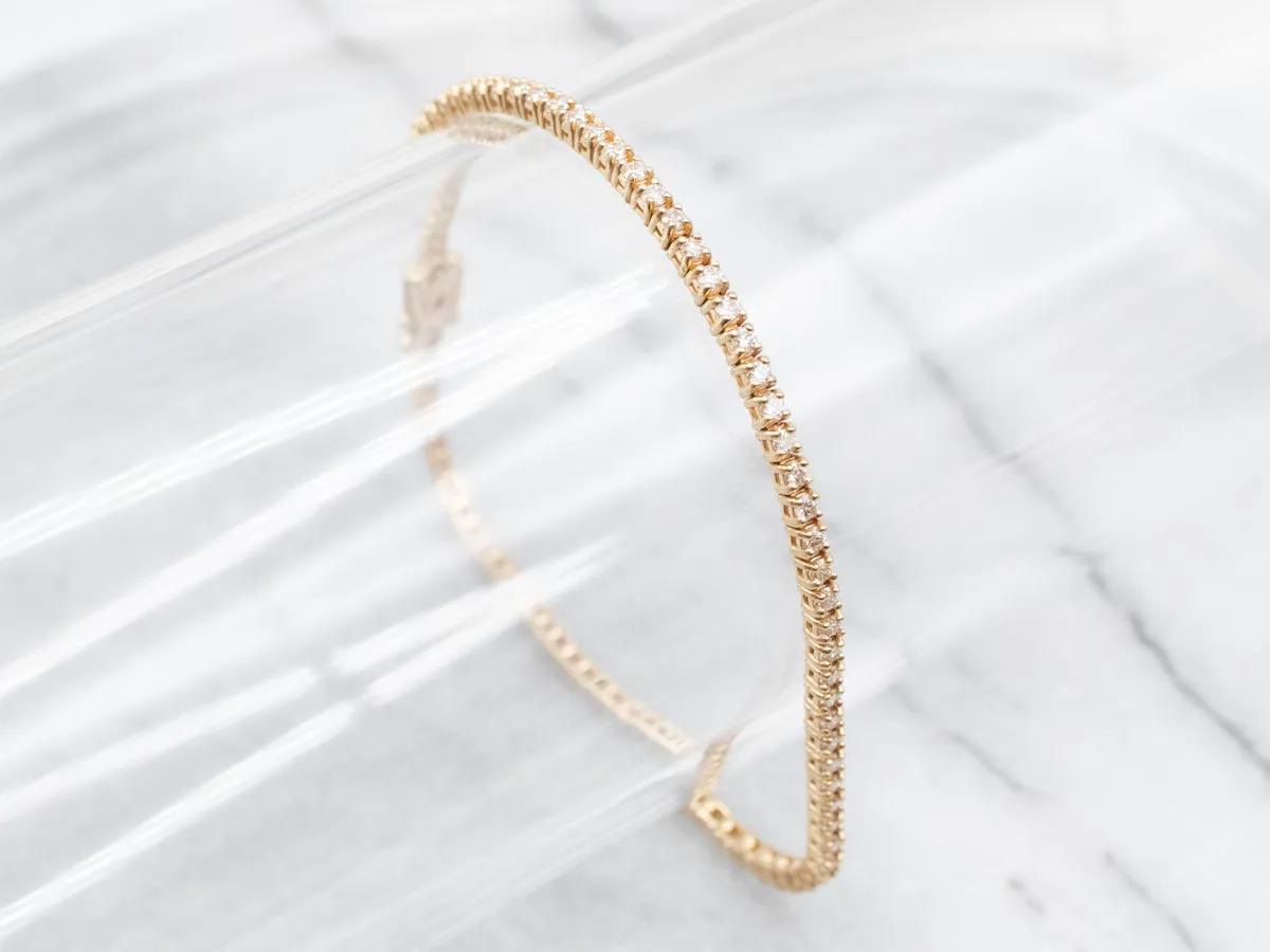 Luxurious Yellow Gold Diamond Tennis Bracelet
