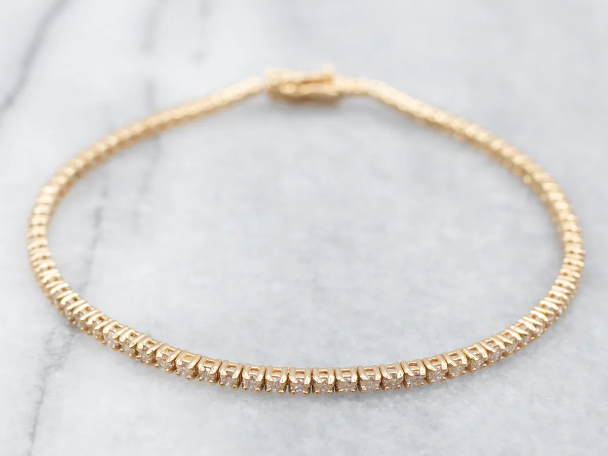 Luxurious Yellow Gold Diamond Tennis Bracelet