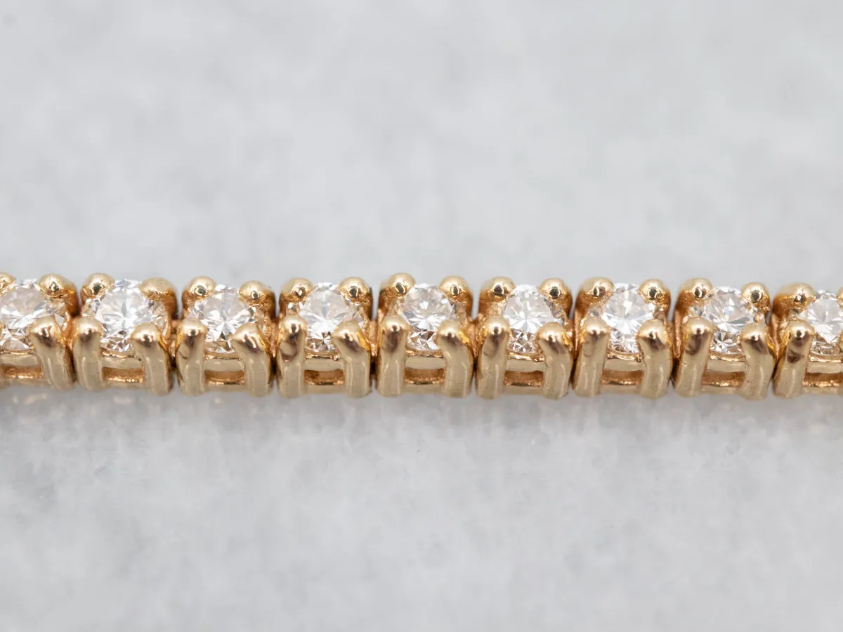 Luxurious Yellow Gold Diamond Tennis Bracelet