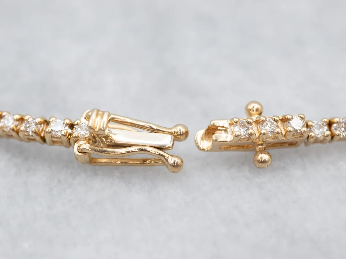 Luxurious Yellow Gold Diamond Tennis Bracelet