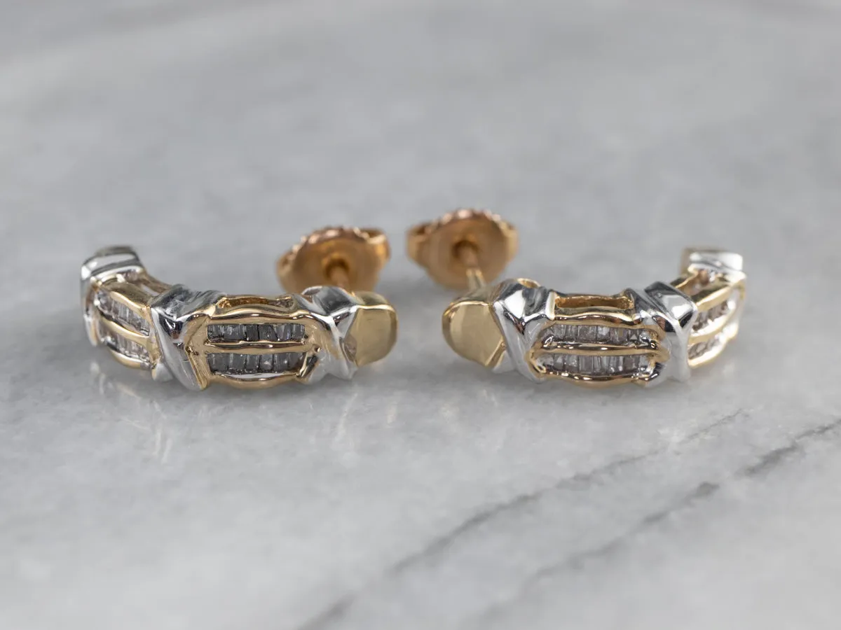 Modern Baguette Diamond Drop Earrings