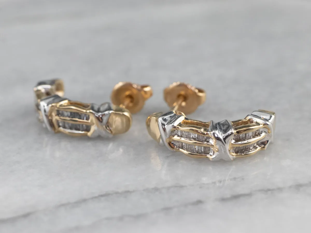 Modern Baguette Diamond Drop Earrings