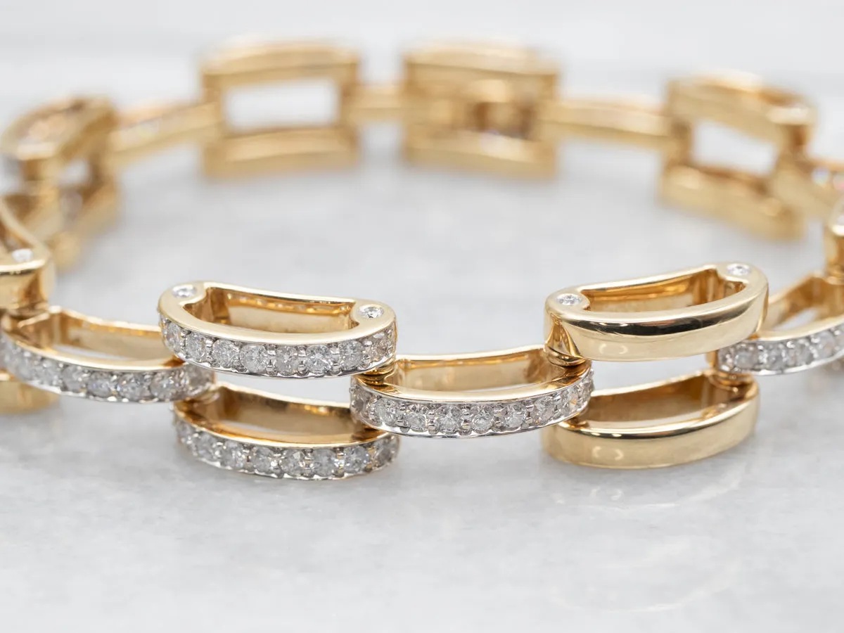 Modern Gold and Diamond Link Bracelet