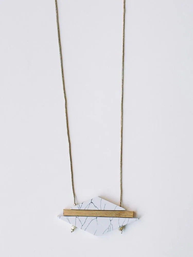 Modern Marble Necklace - White