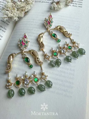 Multicolor Gold Plated Jadau Kundan Earrings - ME1049M