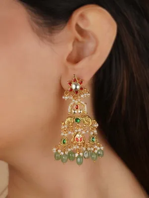 Multicolor Gold Plated Jadau Kundan Earrings - ME1263