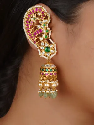Multicolor Gold Plated Jadau Kundan Earrings - ME1328M