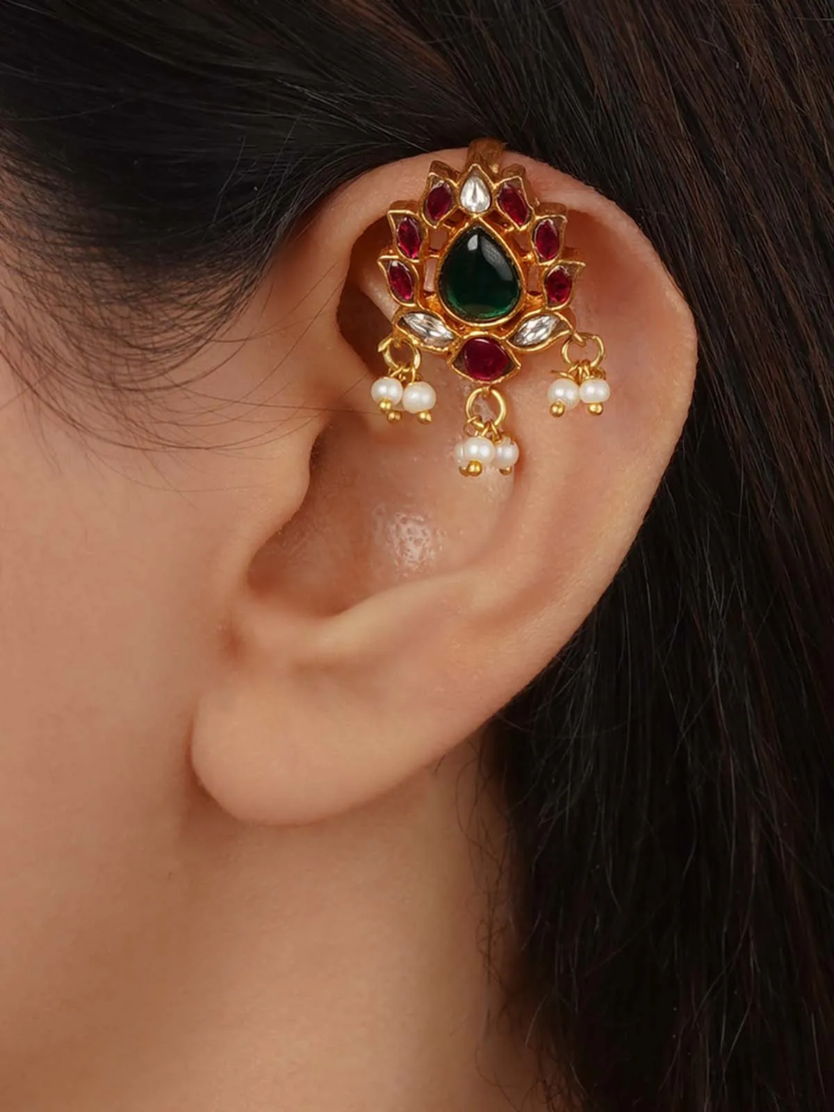 Multicolor Gold Plated Jadau Kundan Earrings - ME1337M