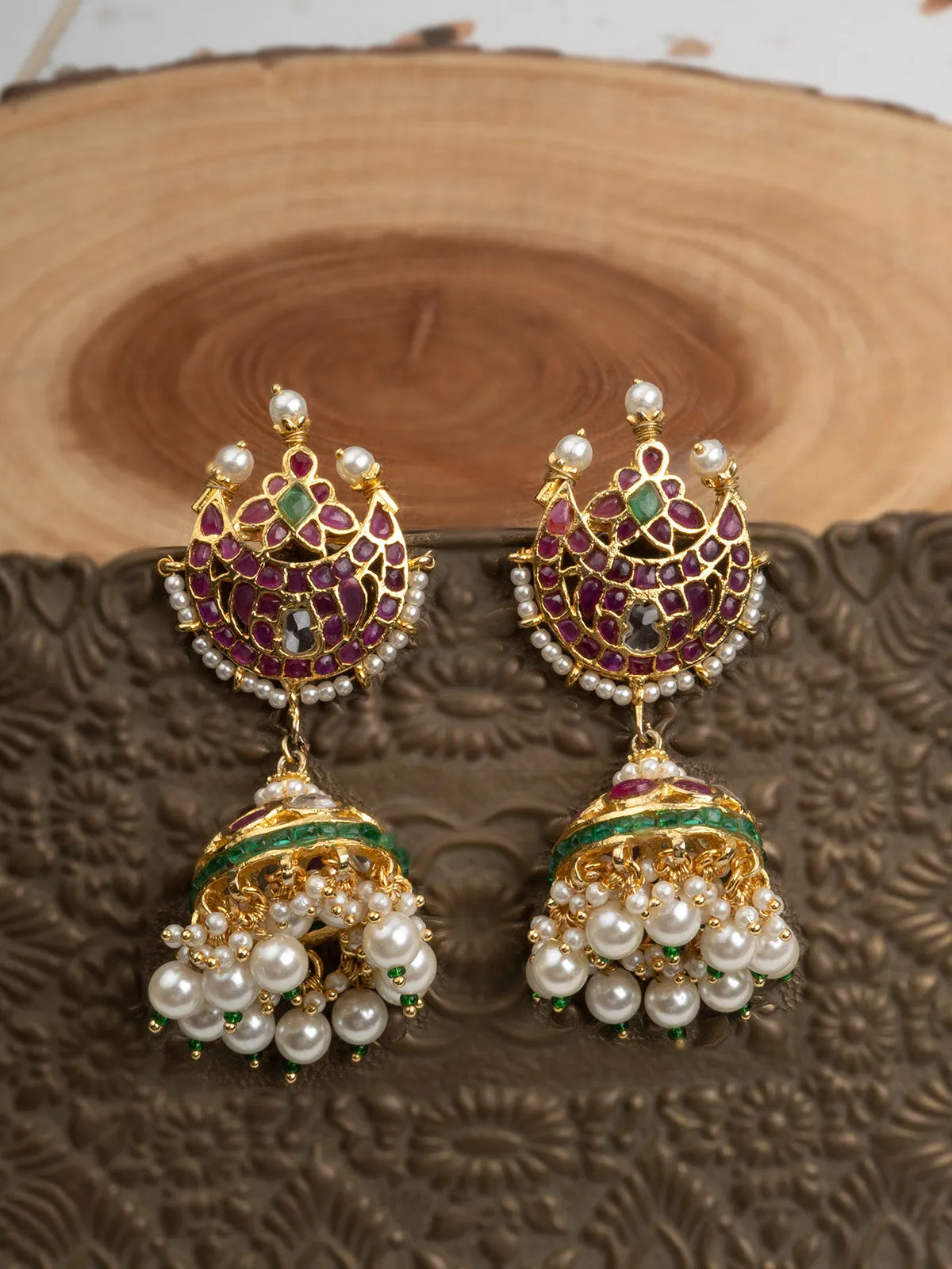 Multicolor Gold Plated Mishr Earrings - MR-E164M