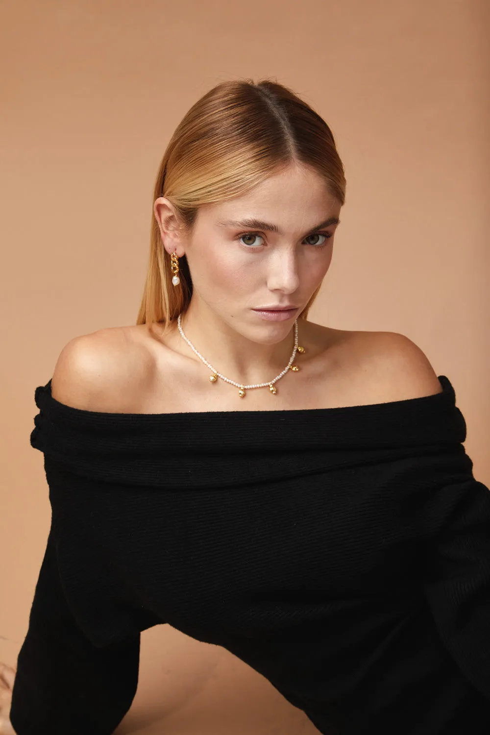 ??nfora 18K Gold Plated Necklace w. Pearls