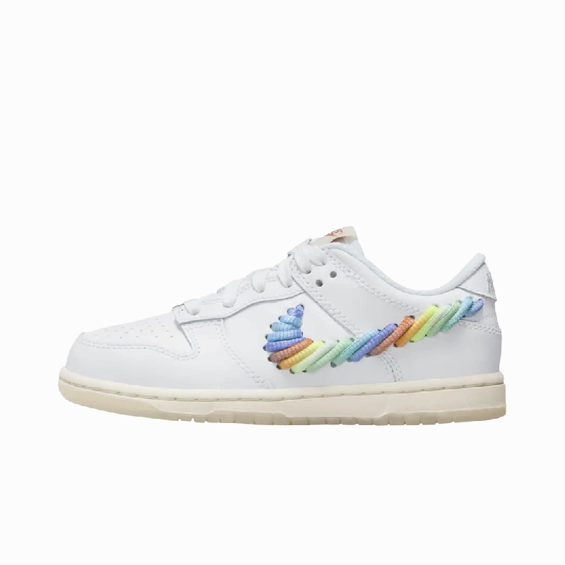 Nike Dunk Low SE Rainbow Lace Swoosh White (PS)