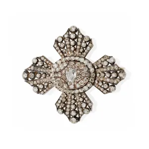 Old Mine-cut Diamond Cross Brooch