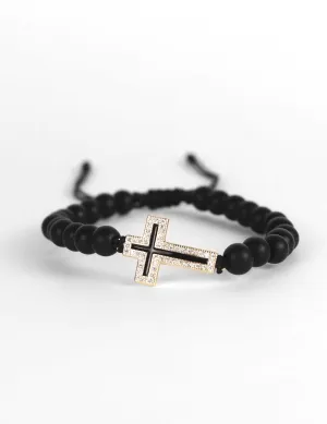 Onyx Rhodium Cross - Black