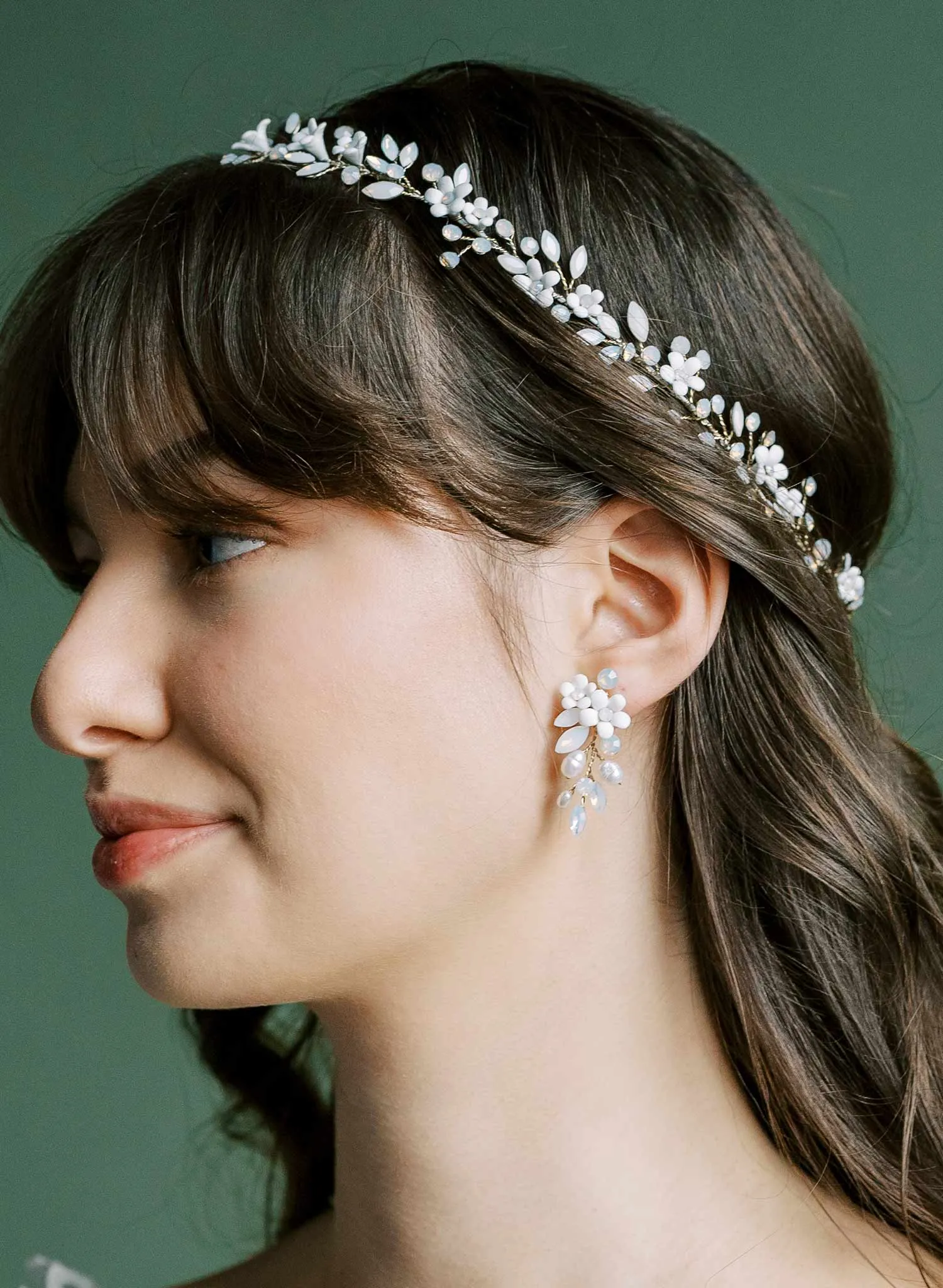 Opals and petite daisies bridal hair vine - Style #2503