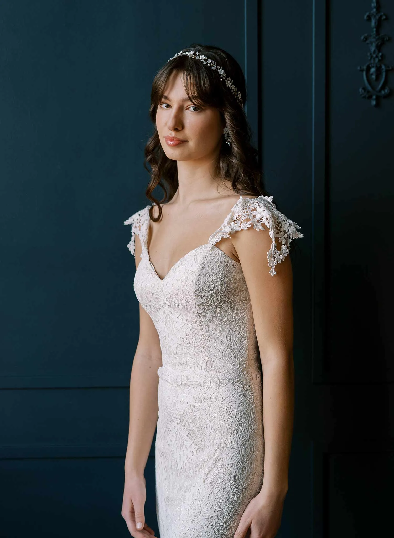 Opals and petite daisies bridal hair vine - Style #2503