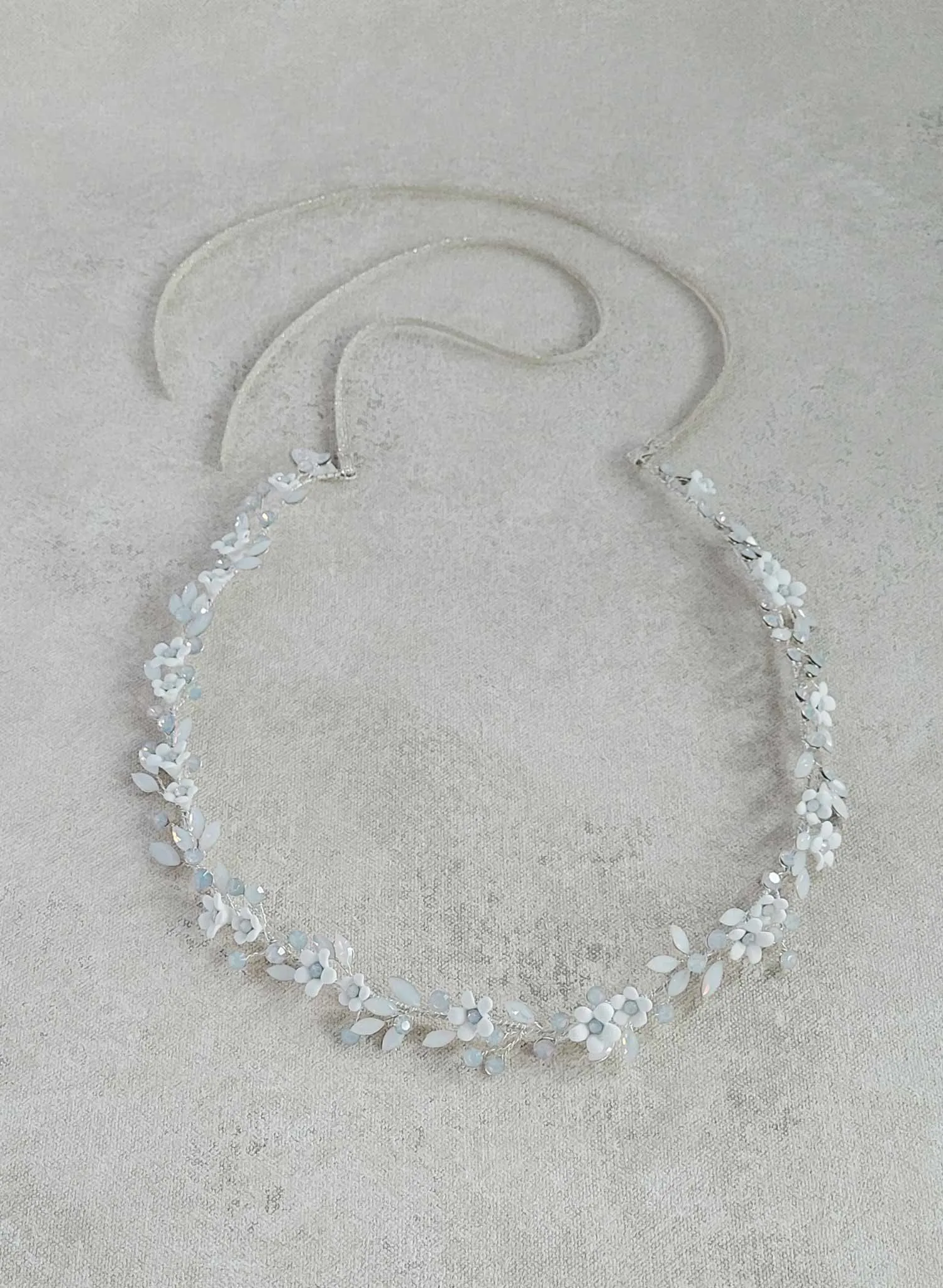 Opals and petite daisies bridal hair vine - Style #2503