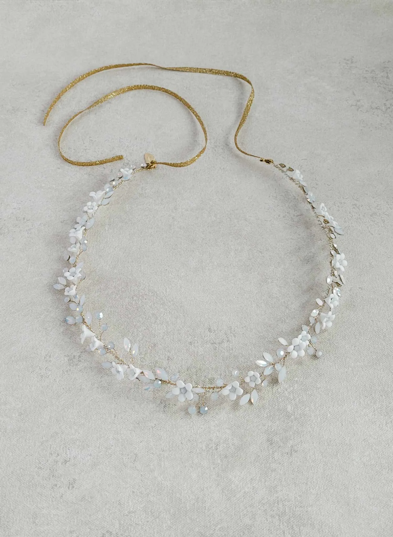 Opals and petite daisies bridal hair vine - Style #2503