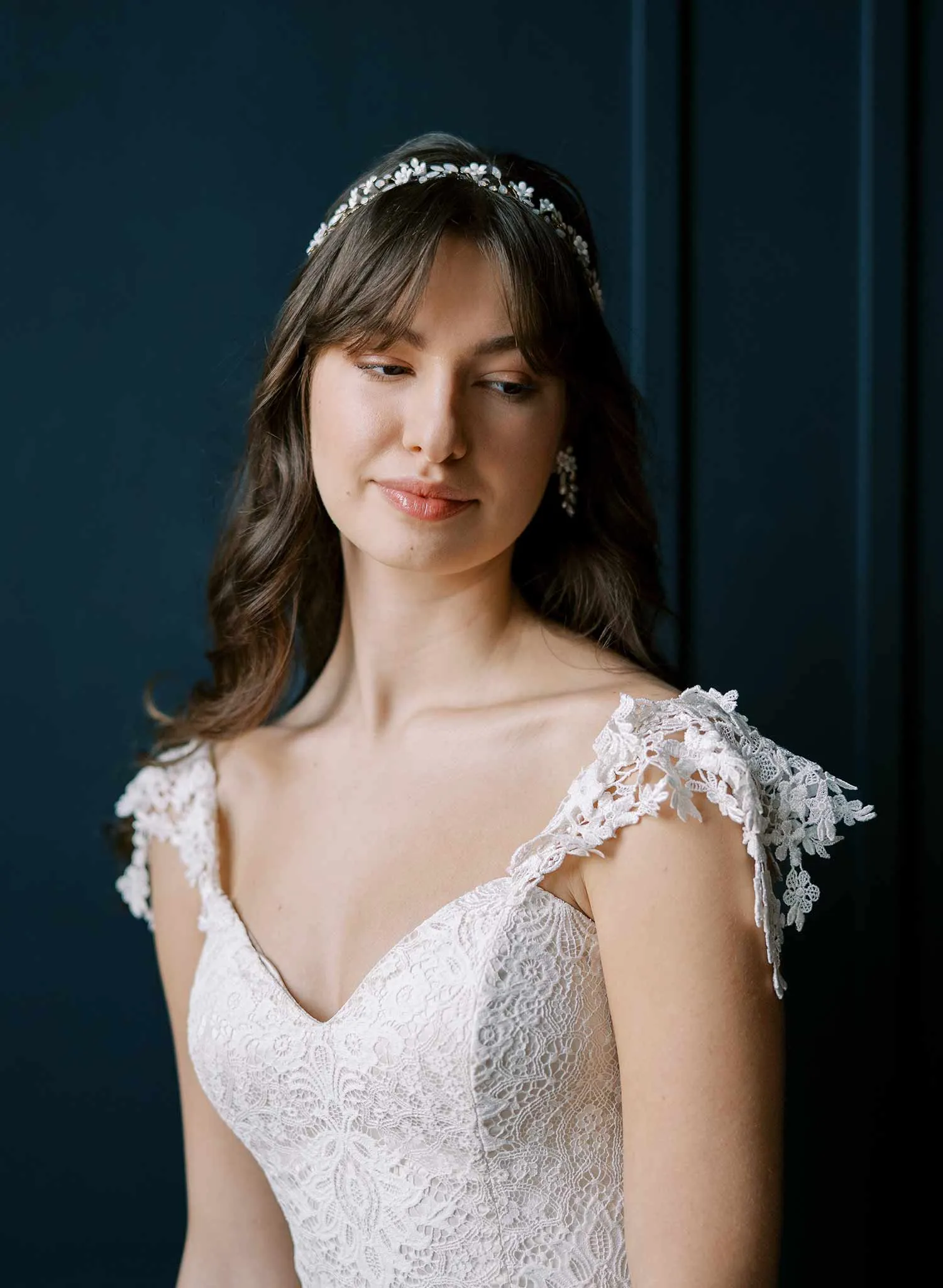 Opals and petite daisies bridal hair vine - Style #2503