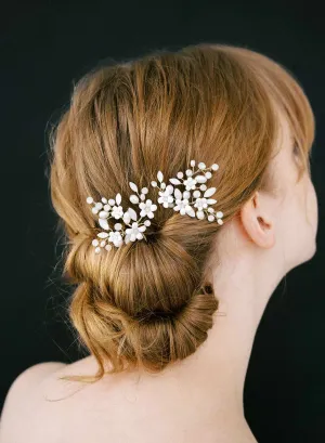 Opals and petite daisies spray bobby pin set of 2 - Style #2502