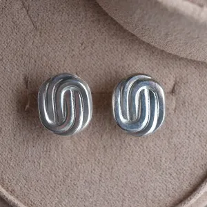 Oval Paperclip Stud Earrings