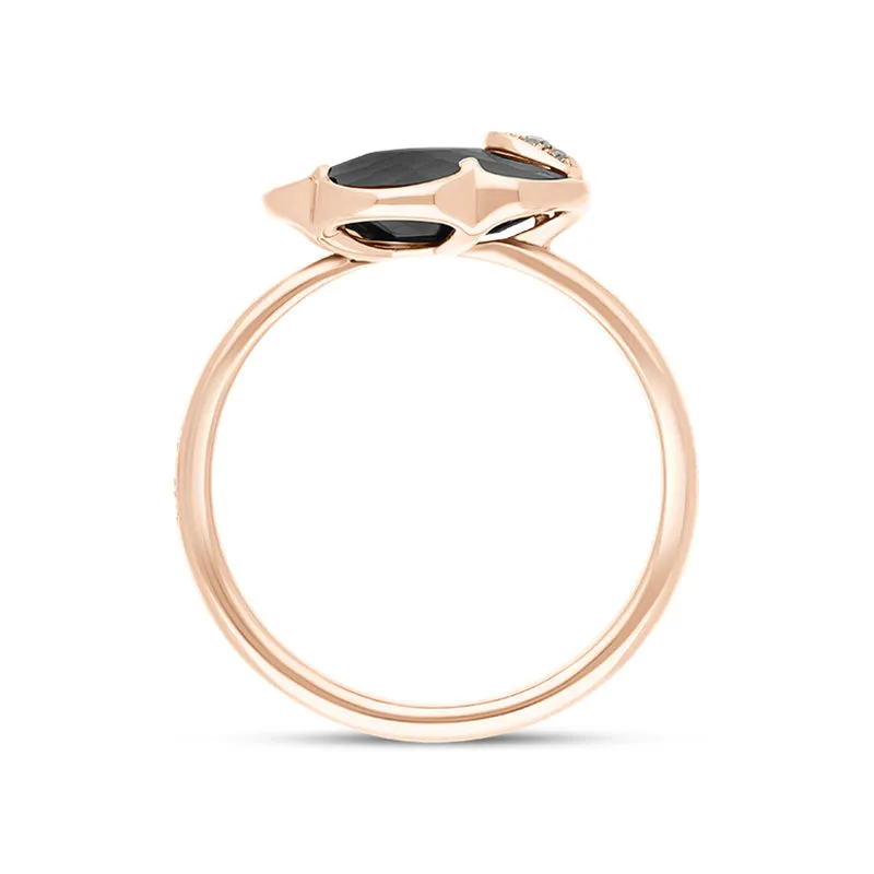 Pasquale Bruni Petit Joli 18ct Rose Gold White and Champagne Diamond Onyx Ring