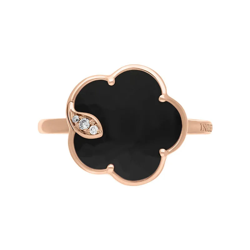 Pasquale Bruni Petit Joli 18ct Rose Gold White and Champagne Diamond Onyx Ring