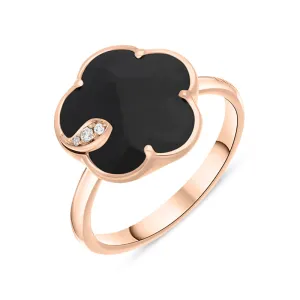 Pasquale Bruni Petit Joli 18ct Rose Gold White and Champagne Diamond Onyx Ring