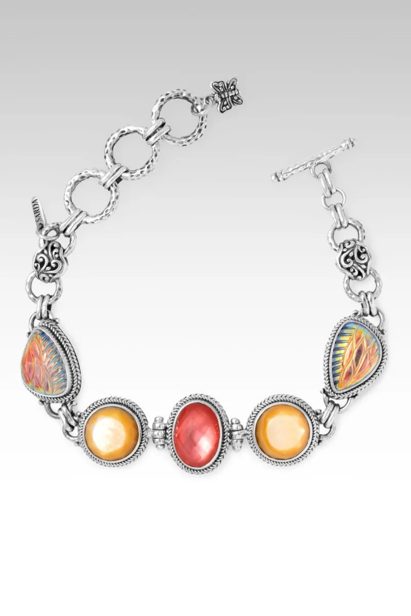 Peace in His Presence Bracelet? in Zero Saturn? Mystic Quartz, Peach Mother of Pearl & Yellow Mother of Pearl