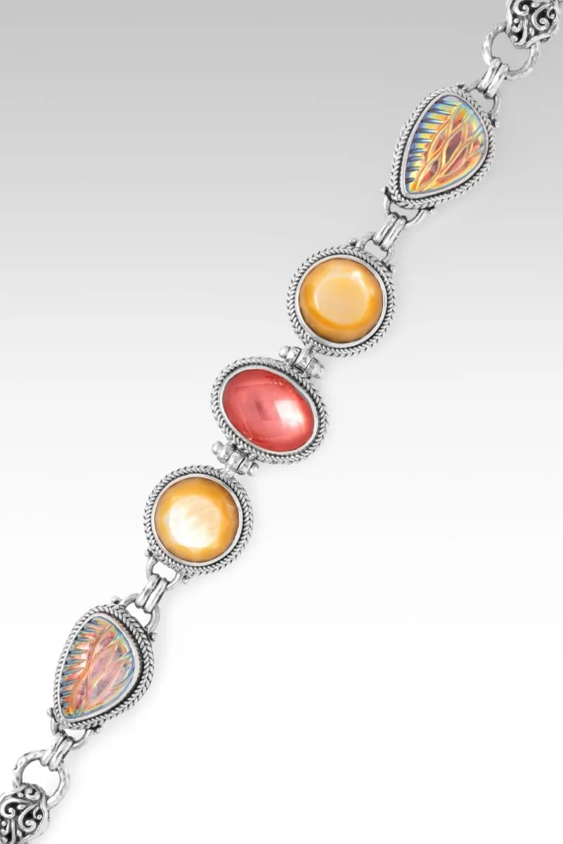 Peace in His Presence Bracelet? in Zero Saturn? Mystic Quartz, Peach Mother of Pearl & Yellow Mother of Pearl