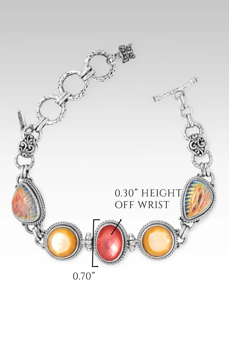 Peace in His Presence Bracelet? in Zero Saturn? Mystic Quartz, Peach Mother of Pearl & Yellow Mother of Pearl
