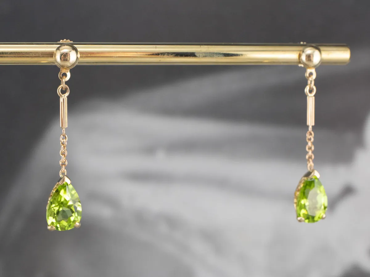 Peridot Yellow Gold Gemstone Drop Earrings