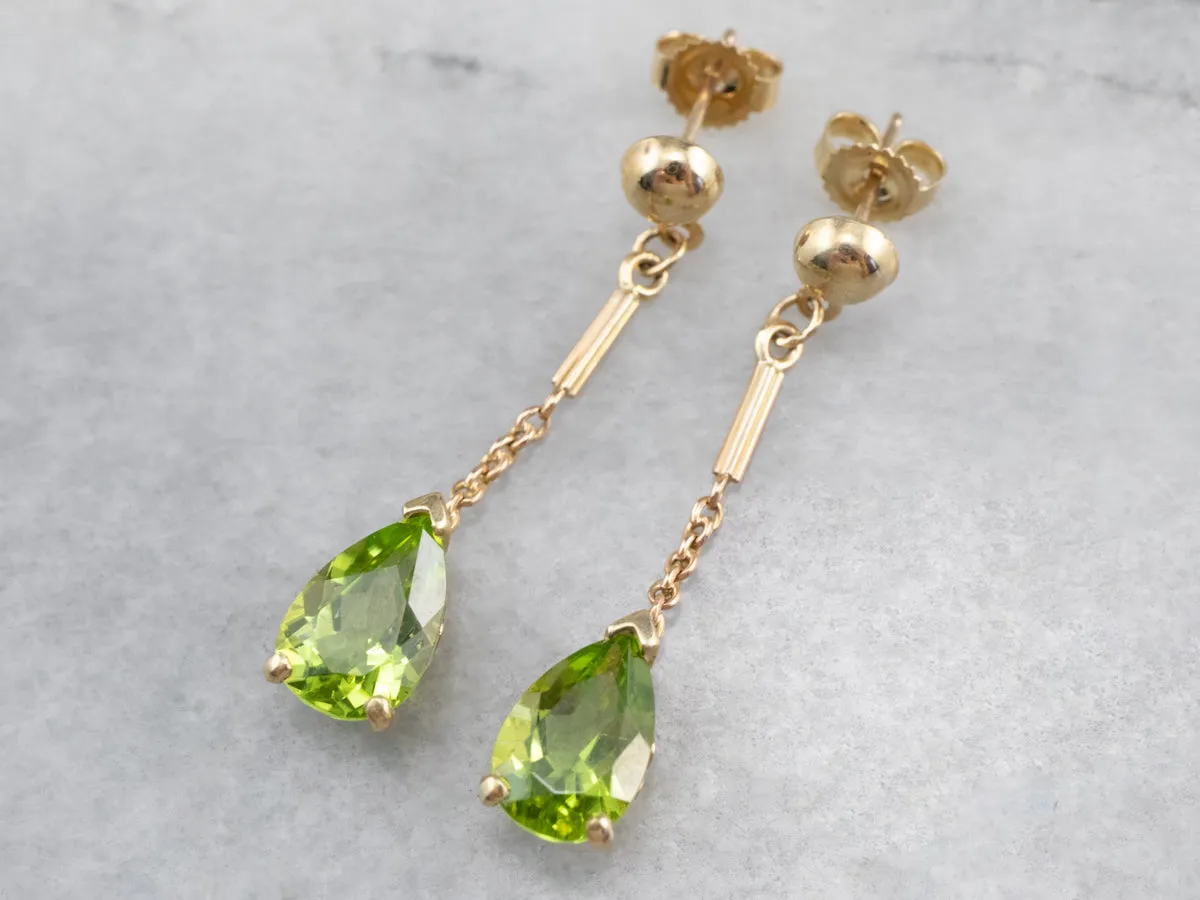 Peridot Yellow Gold Gemstone Drop Earrings
