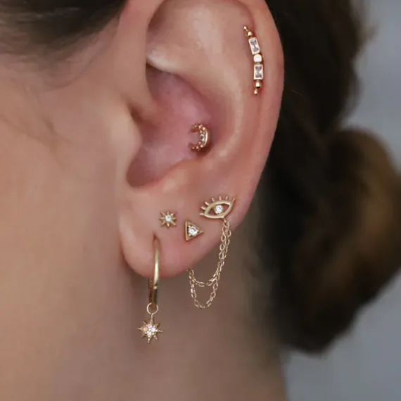 Petite Diamond Aztec North Star Studs