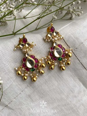 Pink Color Gold Plated Jadau Kundan Earrings - ME998M