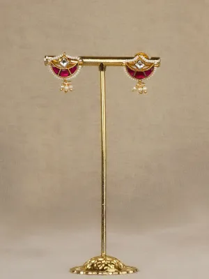 Pink Color Gold Plated Mishr Earrings - MR-E314