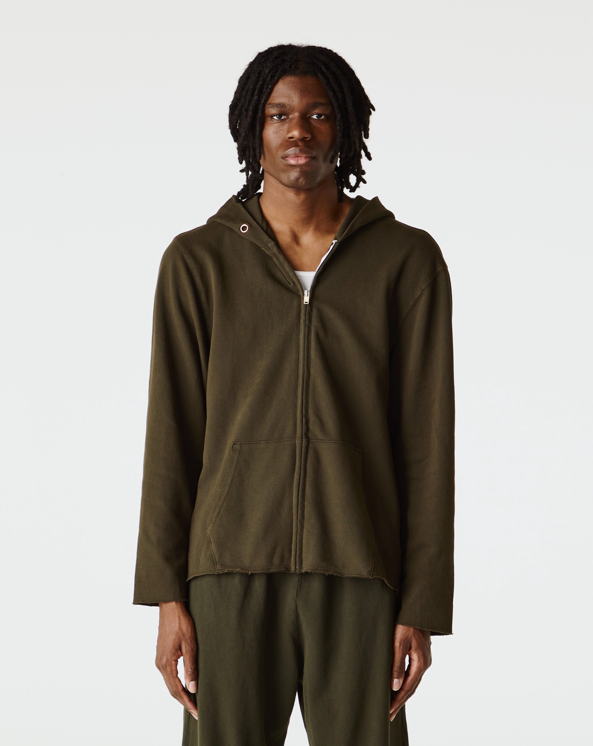 Pique Raw Zip Hoodie