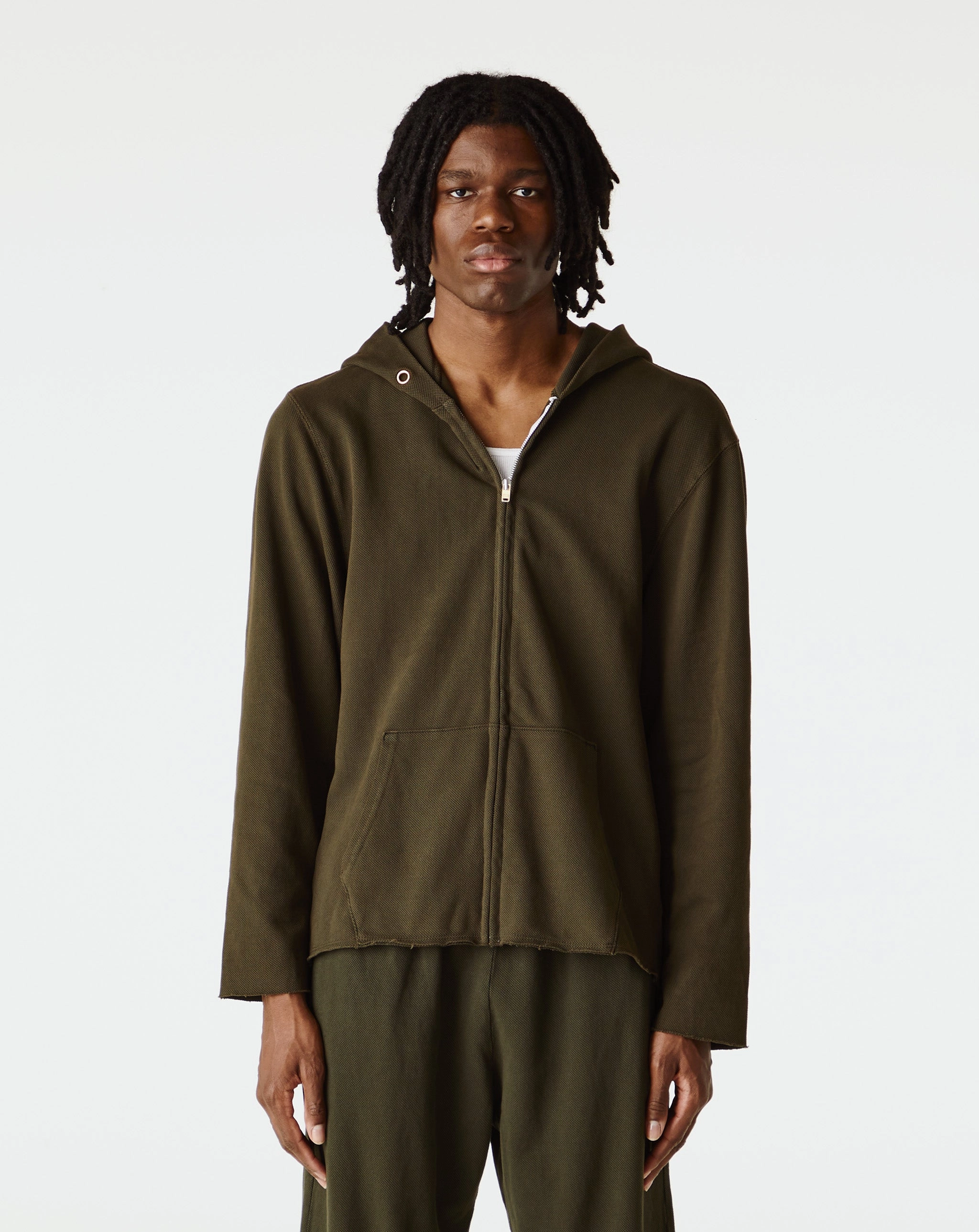 Pique Raw Zip Hoodie