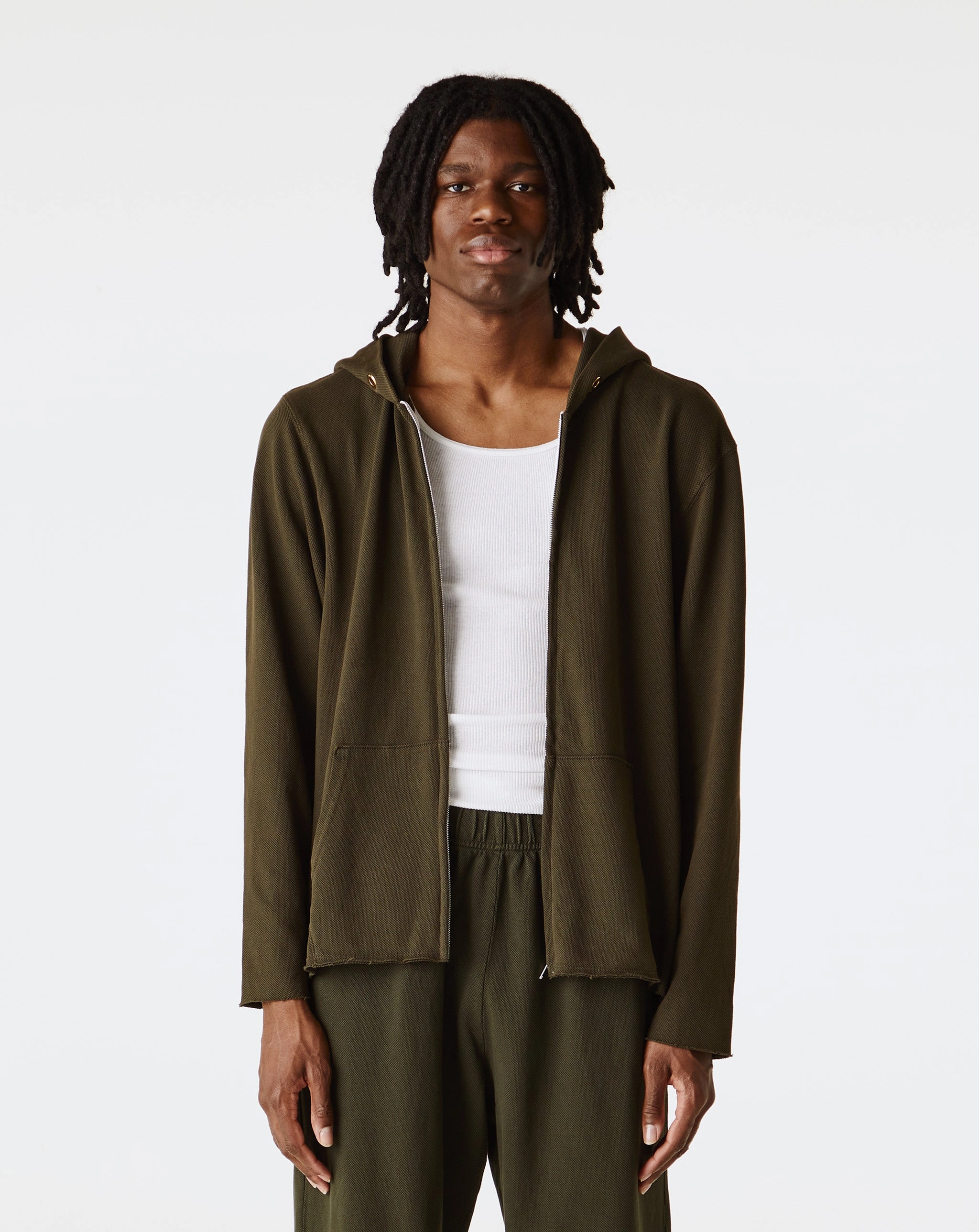Pique Raw Zip Hoodie