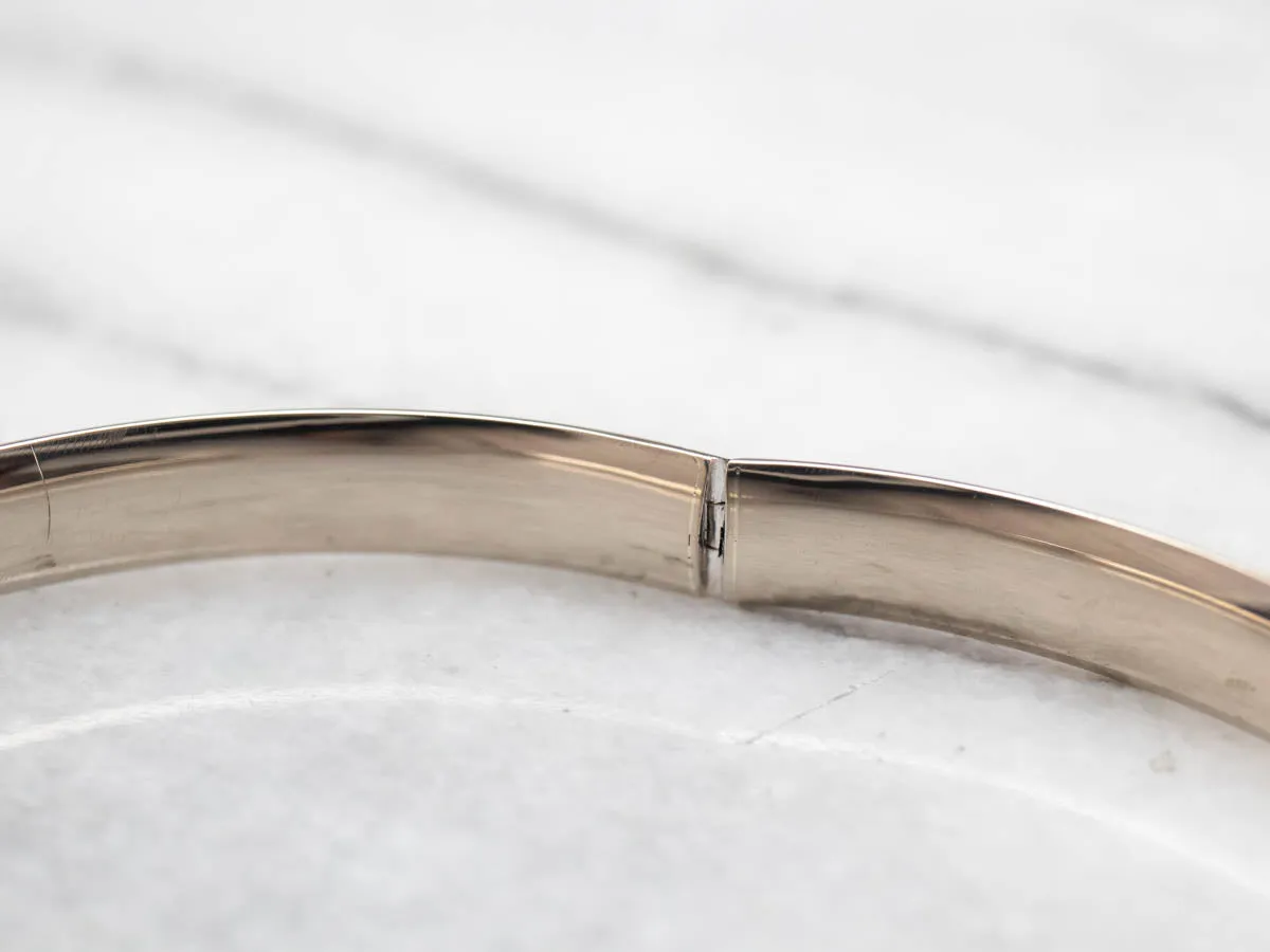 Plain Hinged White Gold Bangle Bracelet