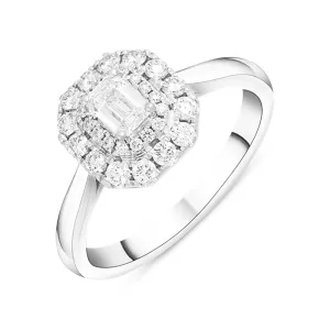 Platinum 0.70ct Diamond Emerald Cut Cluster Ring