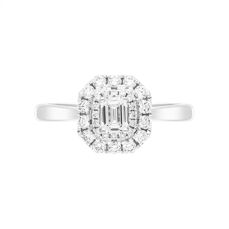 Platinum 0.70ct Diamond Emerald Cut Cluster Ring