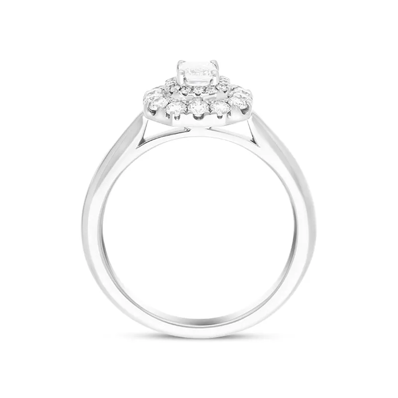 Platinum 0.70ct Diamond Emerald Cut Cluster Ring