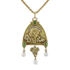 Plique--Jour Enamel Juliet Pendant Necklace