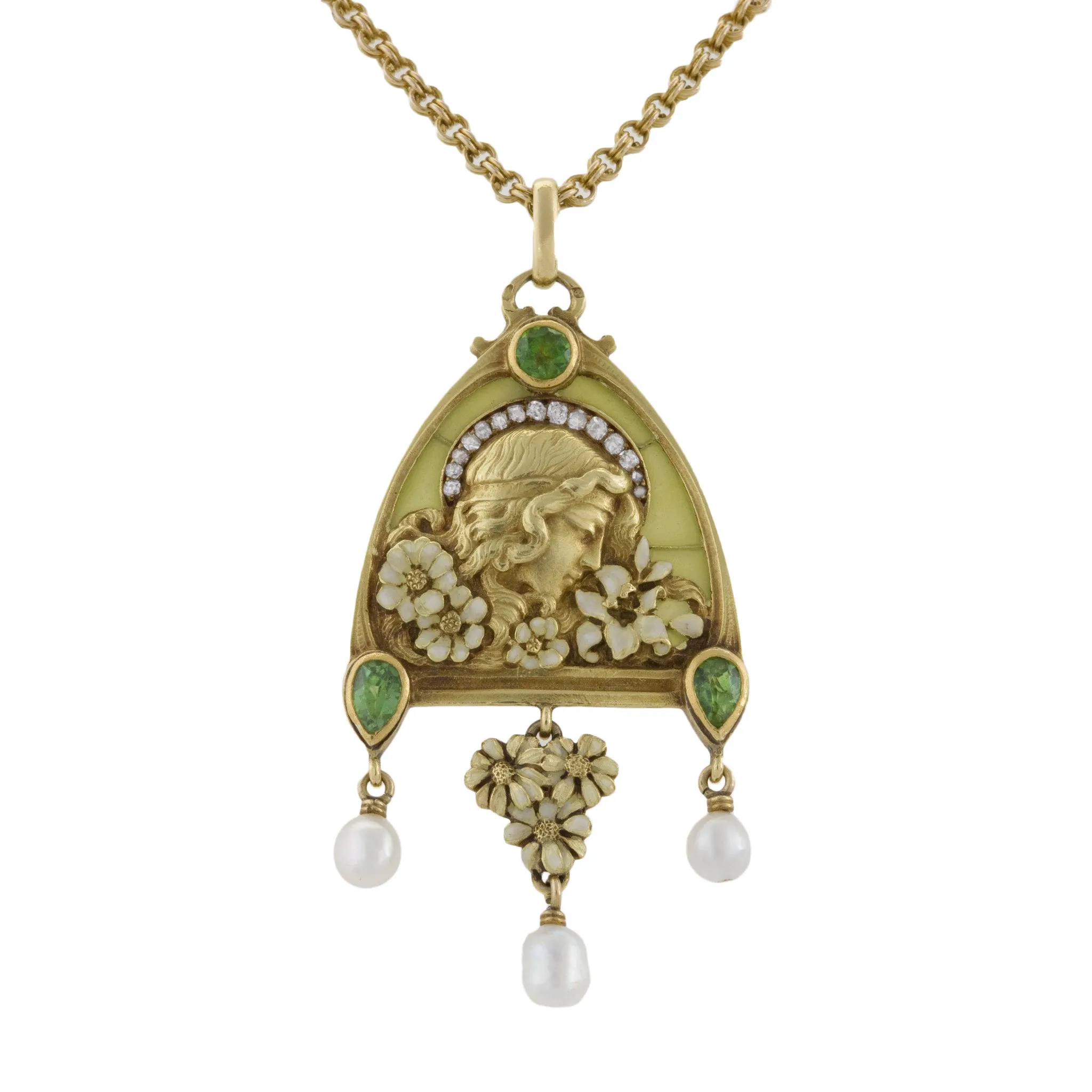 Plique--Jour Enamel Juliet Pendant Necklace