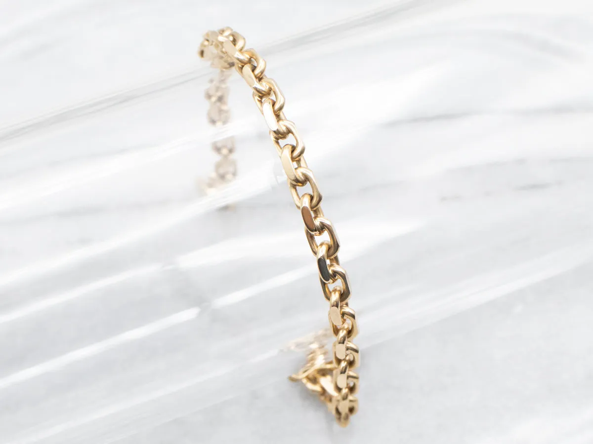 Polished Gold Rectangle Link Bracelet