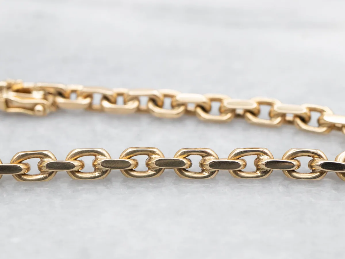Polished Gold Rectangle Link Bracelet